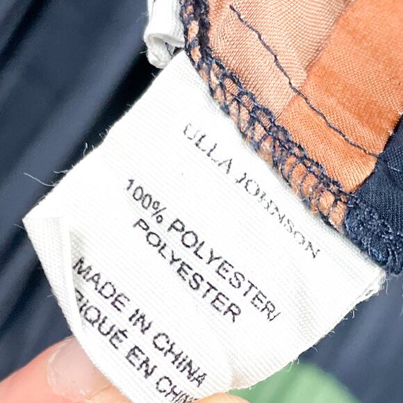 Ulla Johnson Alia Navy Blue Mini Dress Green Orange Stripe Long Sleeve Sz‎ 0 - Picture 12 of 13